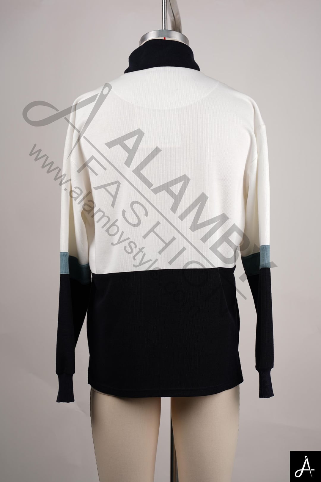 Color Block Half-Zip Mock Neck Sweater