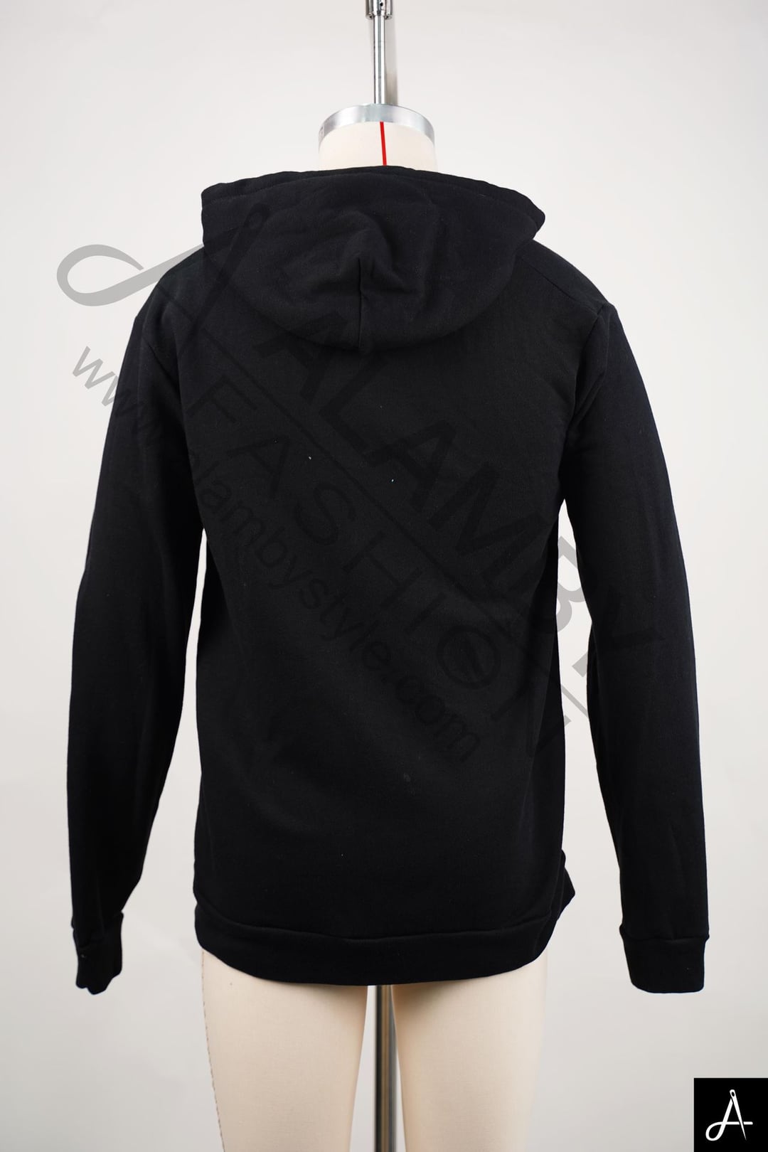 Black Full-Zip Hoodie with Small Logo