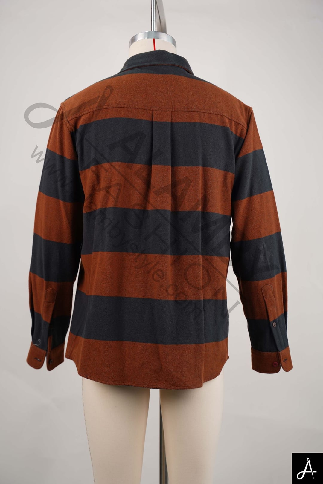 Brown & Black Horizontal Stripe Long Sleeve Flannel Shirt
