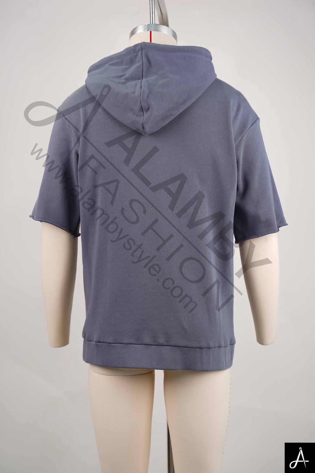 Dark Grey Short Sleeve Half-Zip Hoodie
