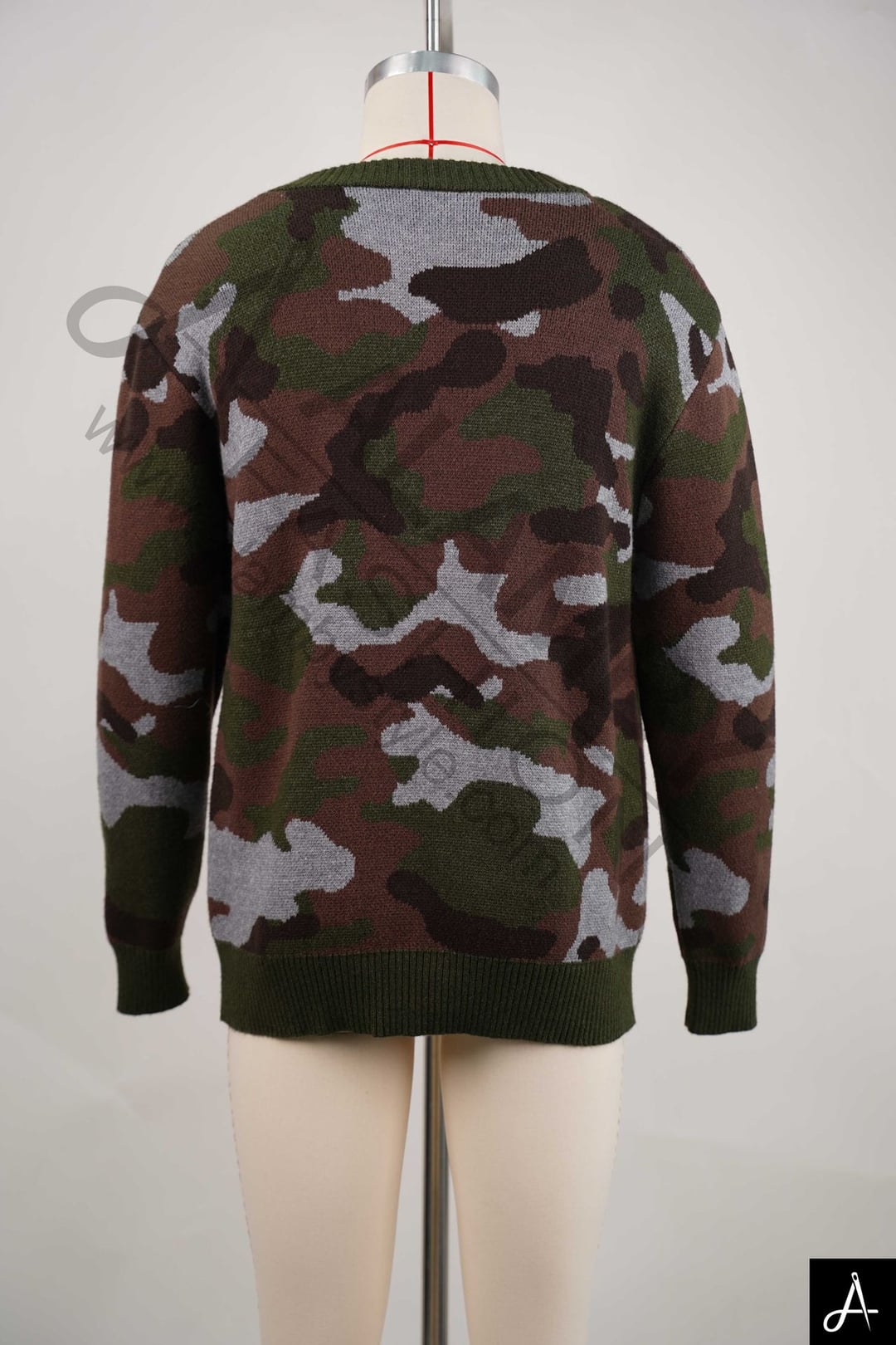 Camouflage Print Crew Neck Long Sleeve Top
