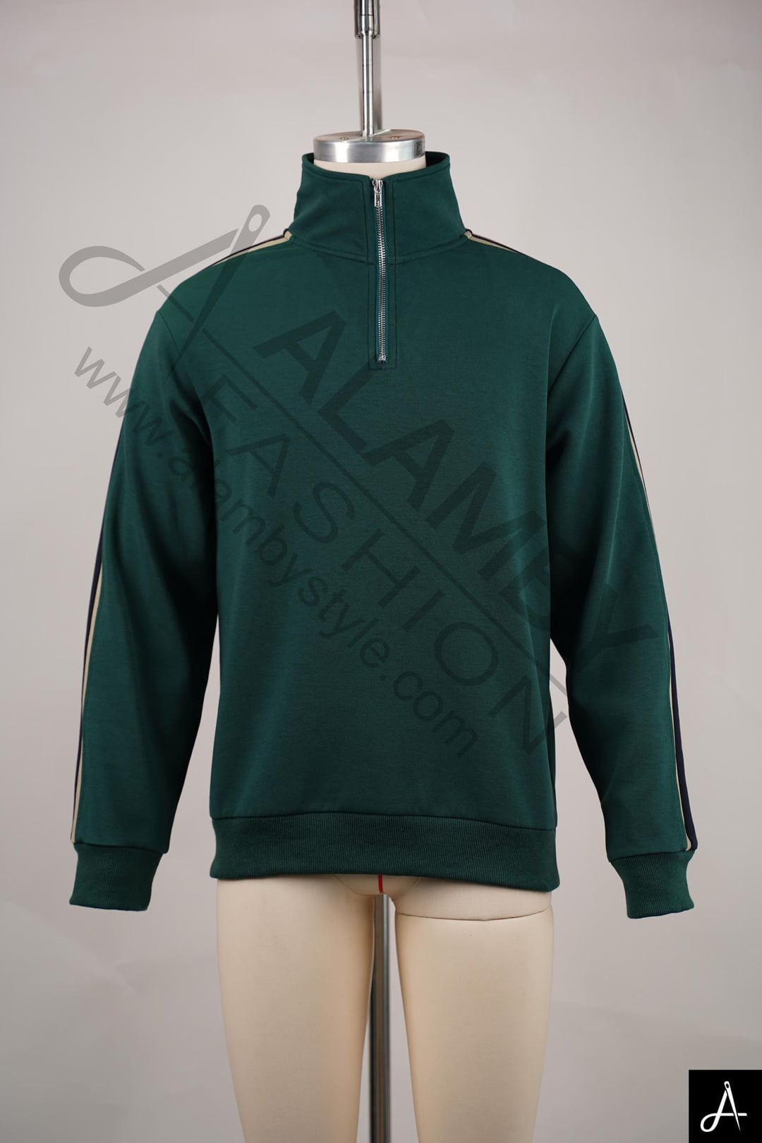 Dark Green Quarter-Zip Sweater