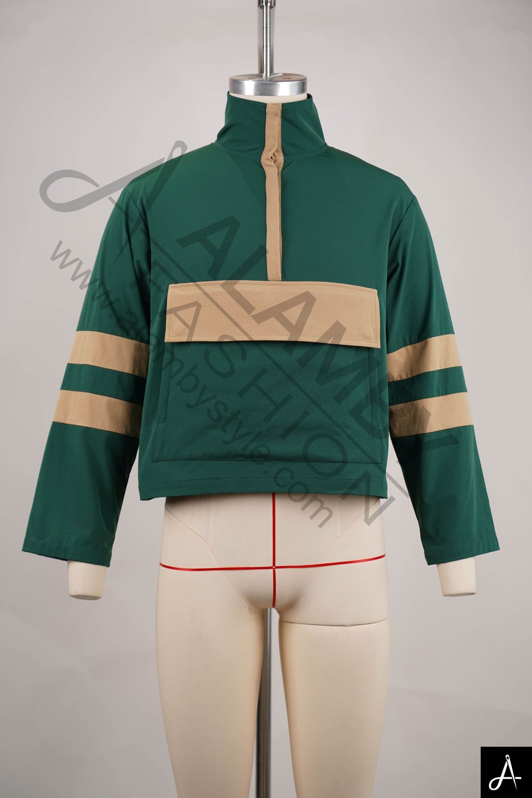 Cropped Color Block Quarter-Zip Top