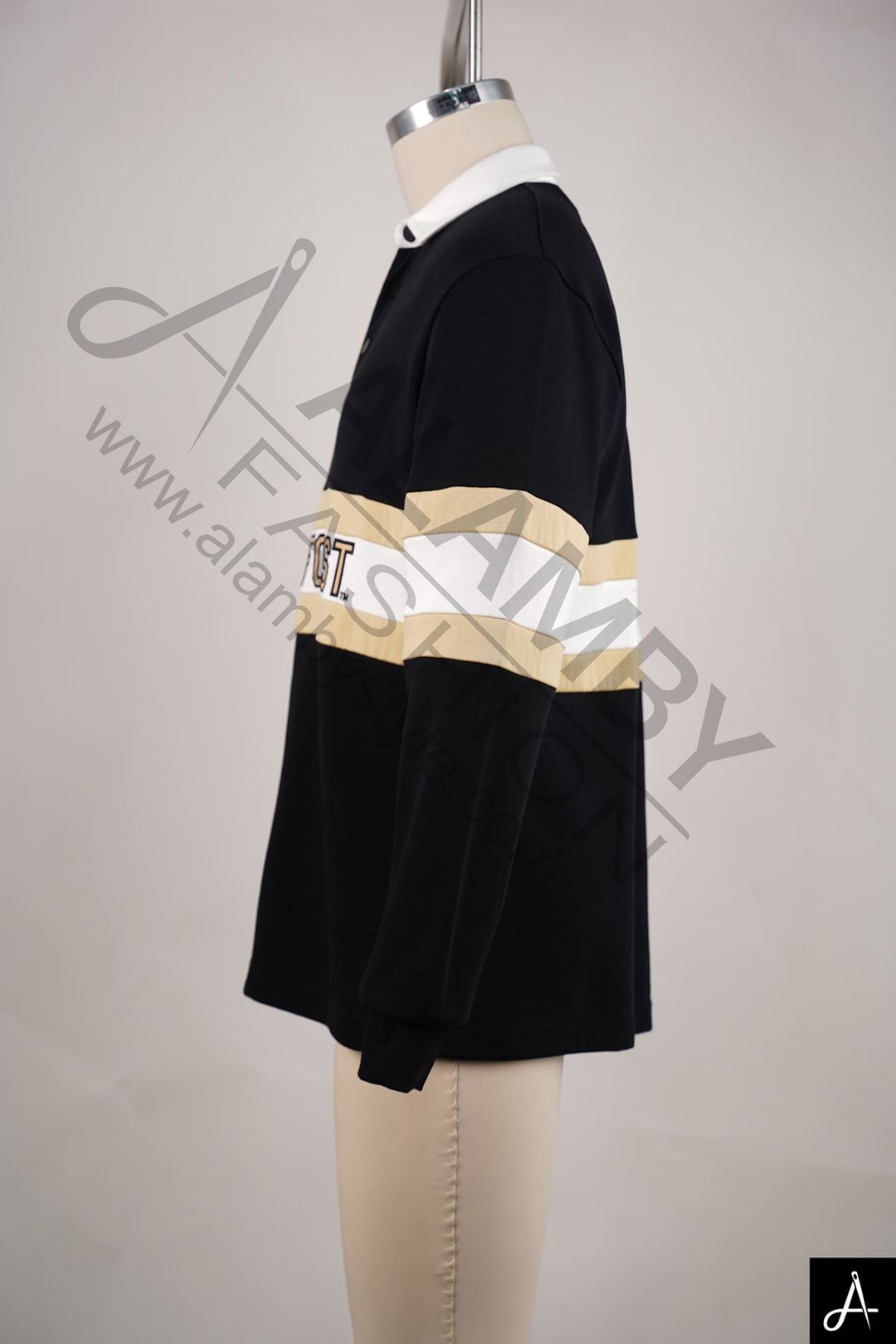 Black Polo Neck Color Block Hoodie