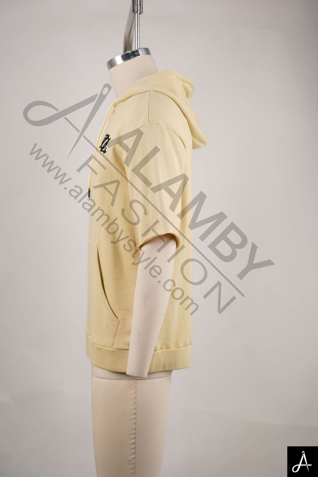 Beige Short-Sleeve Hoodie