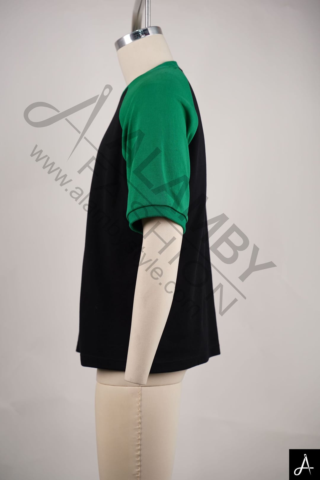 Black & Green Raglan Sleeve T-Shirt