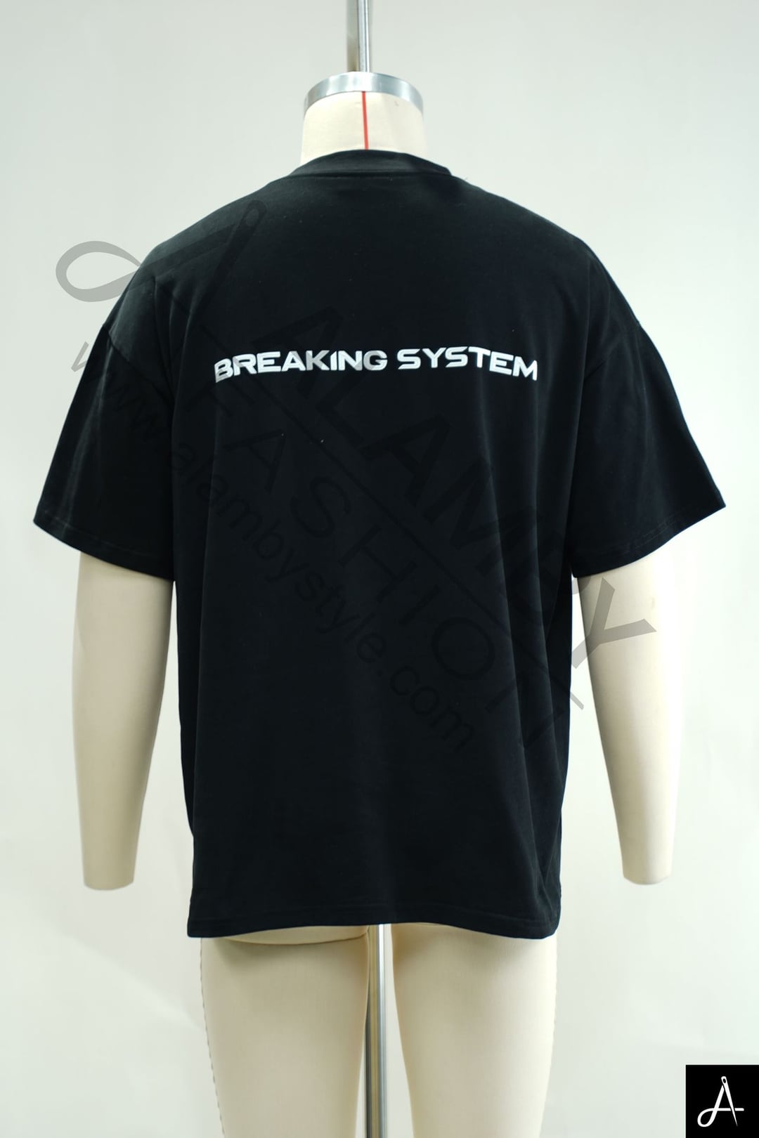 Men's Black Half‑High Neck Oversized Short‑Sleeve T‑Shirt With Small Embroidered Logo