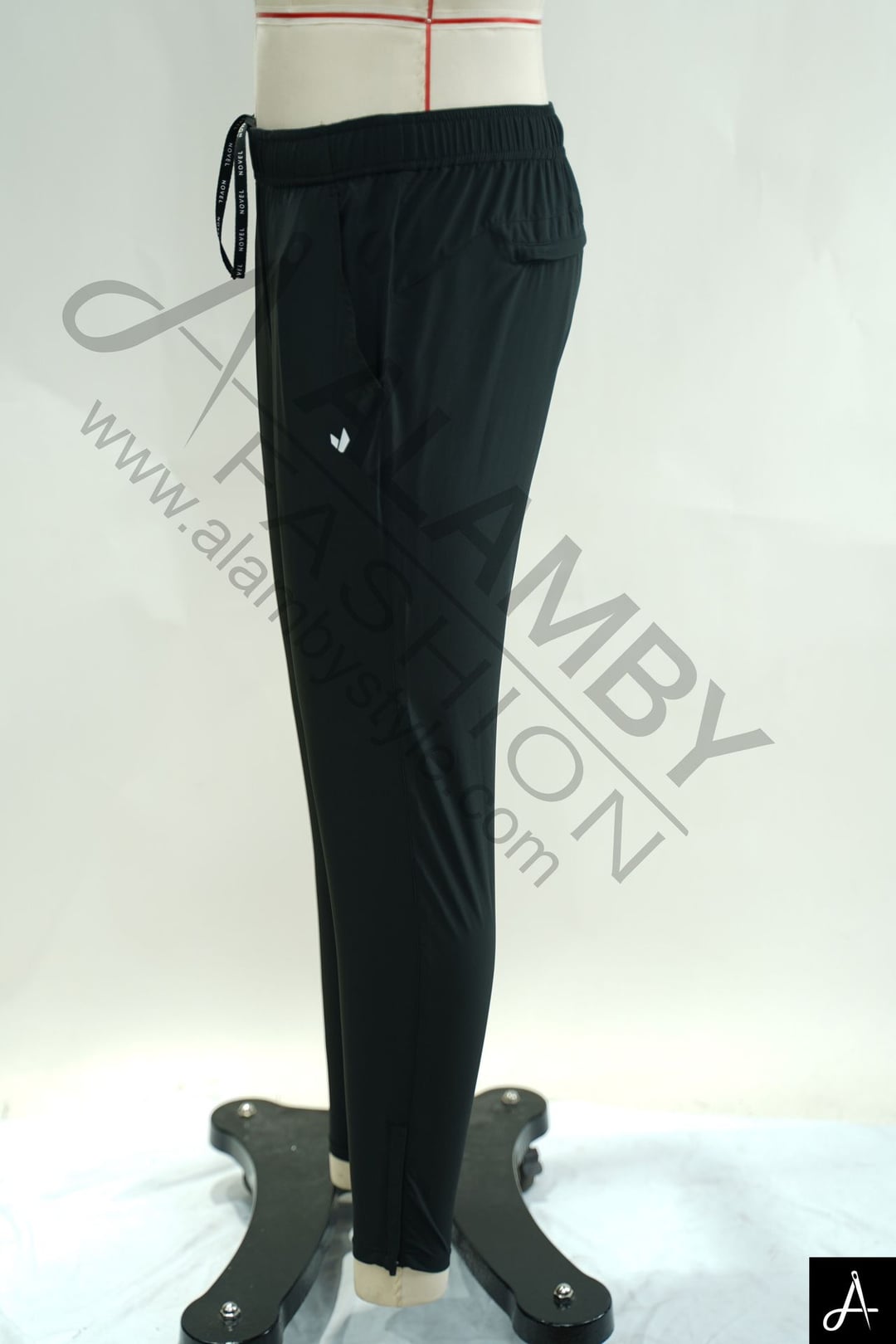 Men's Black Drawstring Quick‑Dry Sports Slim‑Fit Long Pants With Small Logo