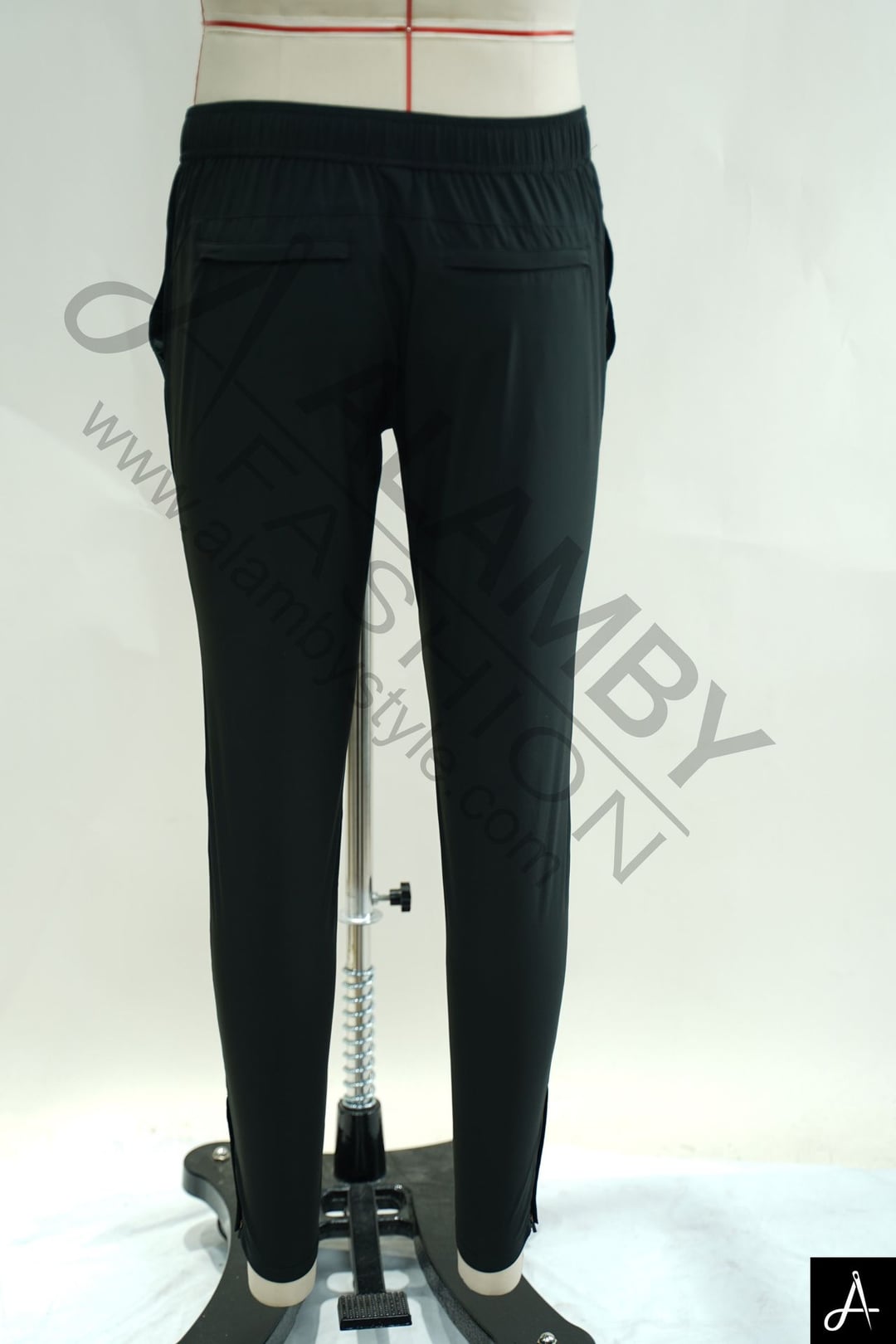 Men's Black Drawstring Quick‑Dry Sports Slim‑Fit Long Pants With Small Logo