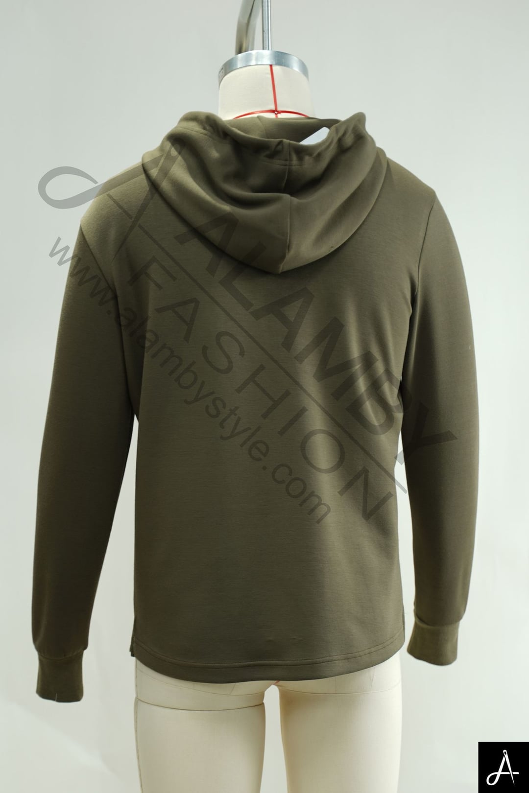 Men's Olive Green Pullover Long‑Sleeve Hoodie With Small Chest Embroidered Logo