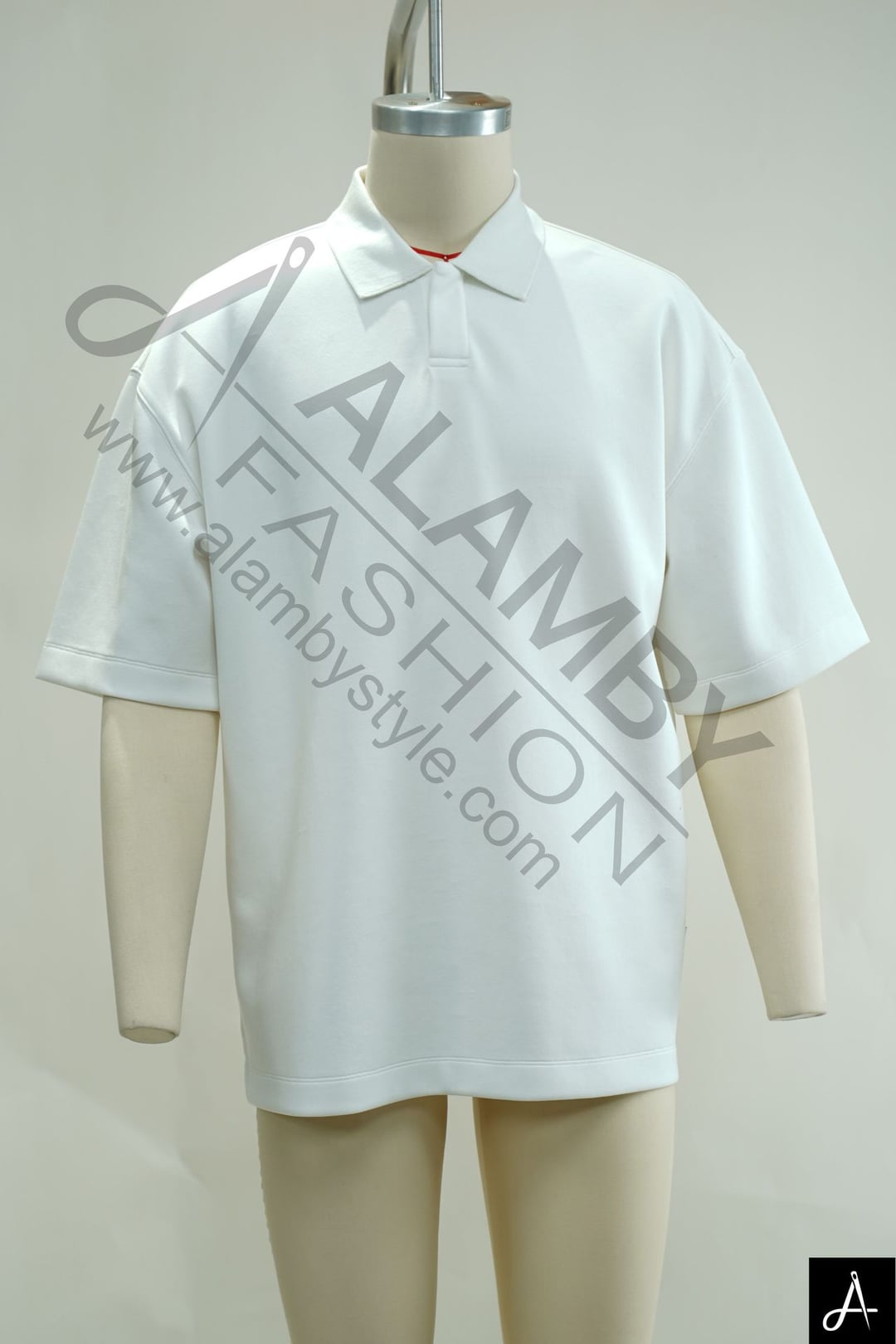Men's White Oversized Short‑Sleeve Polo Shirt