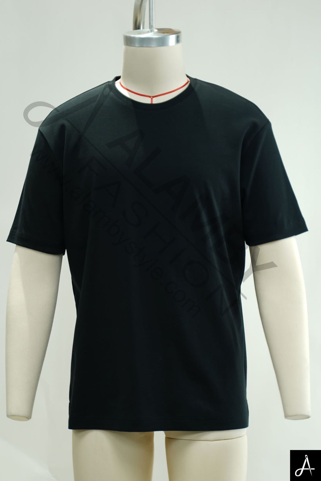 Men's Solid Black Crew Neck Basic Short‑Sleeve T‑Shirt
