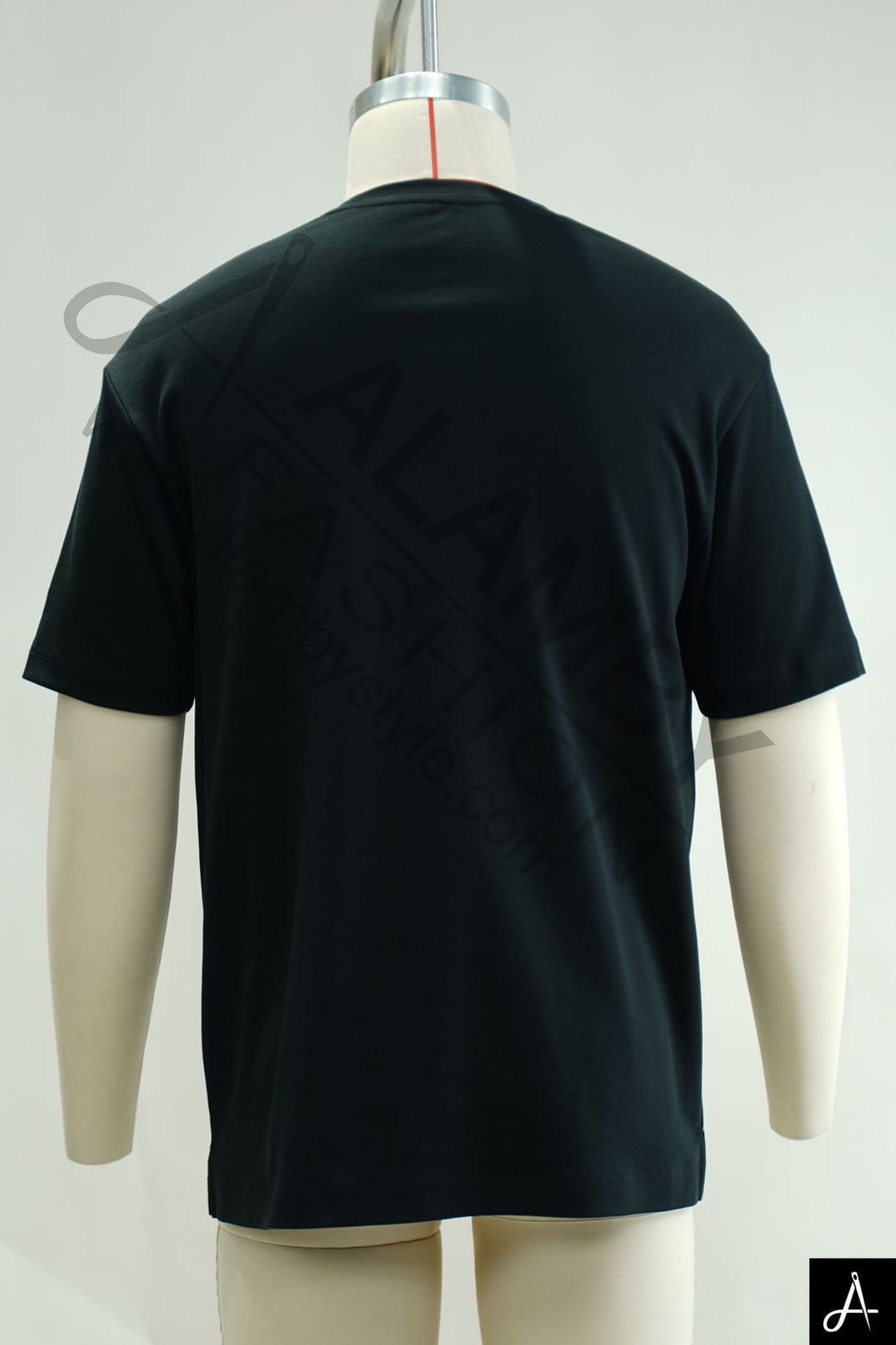 Men's Solid Black Crew Neck Basic Short‑Sleeve T‑Shirt