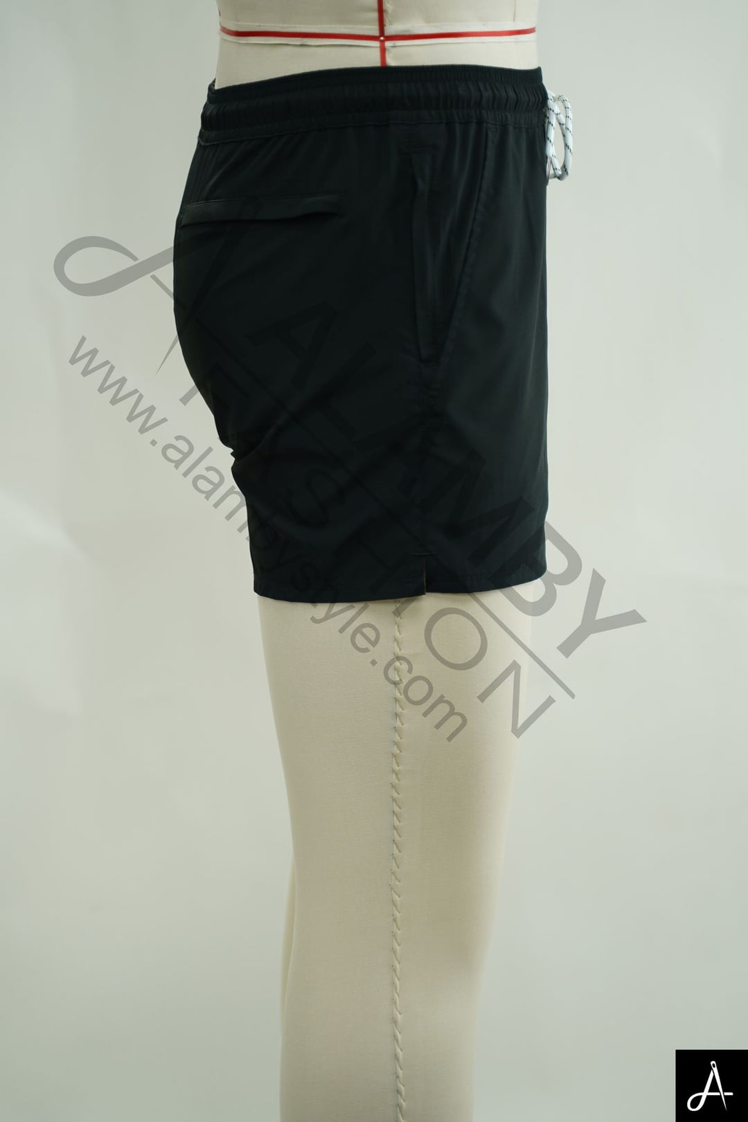 Men's Black Solid Quick‑Dry Drawstring Casual Sports Beach Shorts