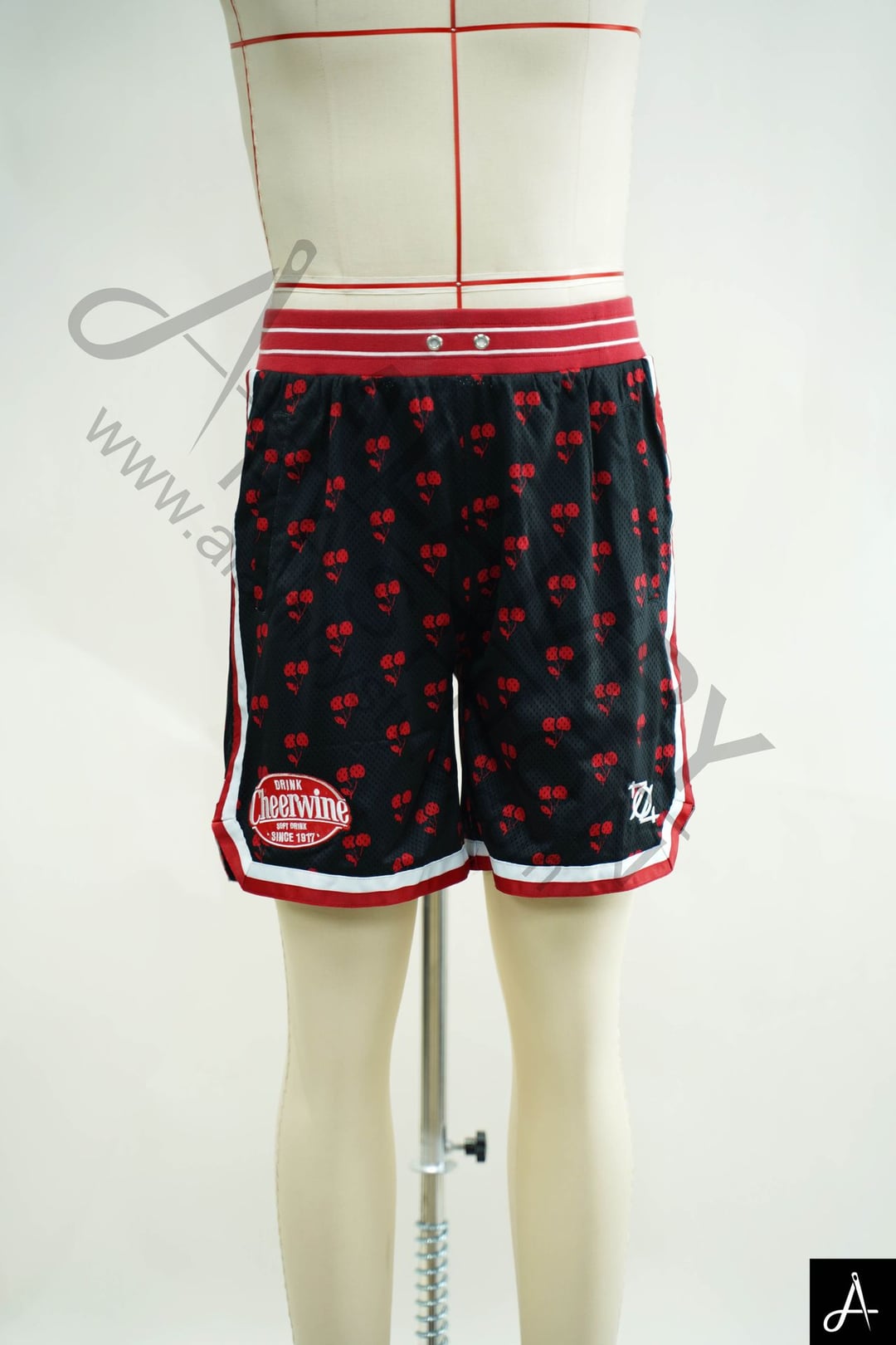 Men's Polka Dot Basketball Shorts, Elastic Waist Contrast Trim Athletic Shorts