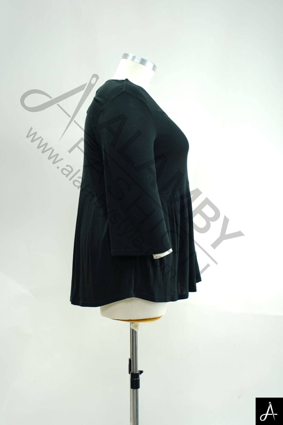 Women's Plus Size Black Long Sleeve Top, Loose Fit Casual Blouse