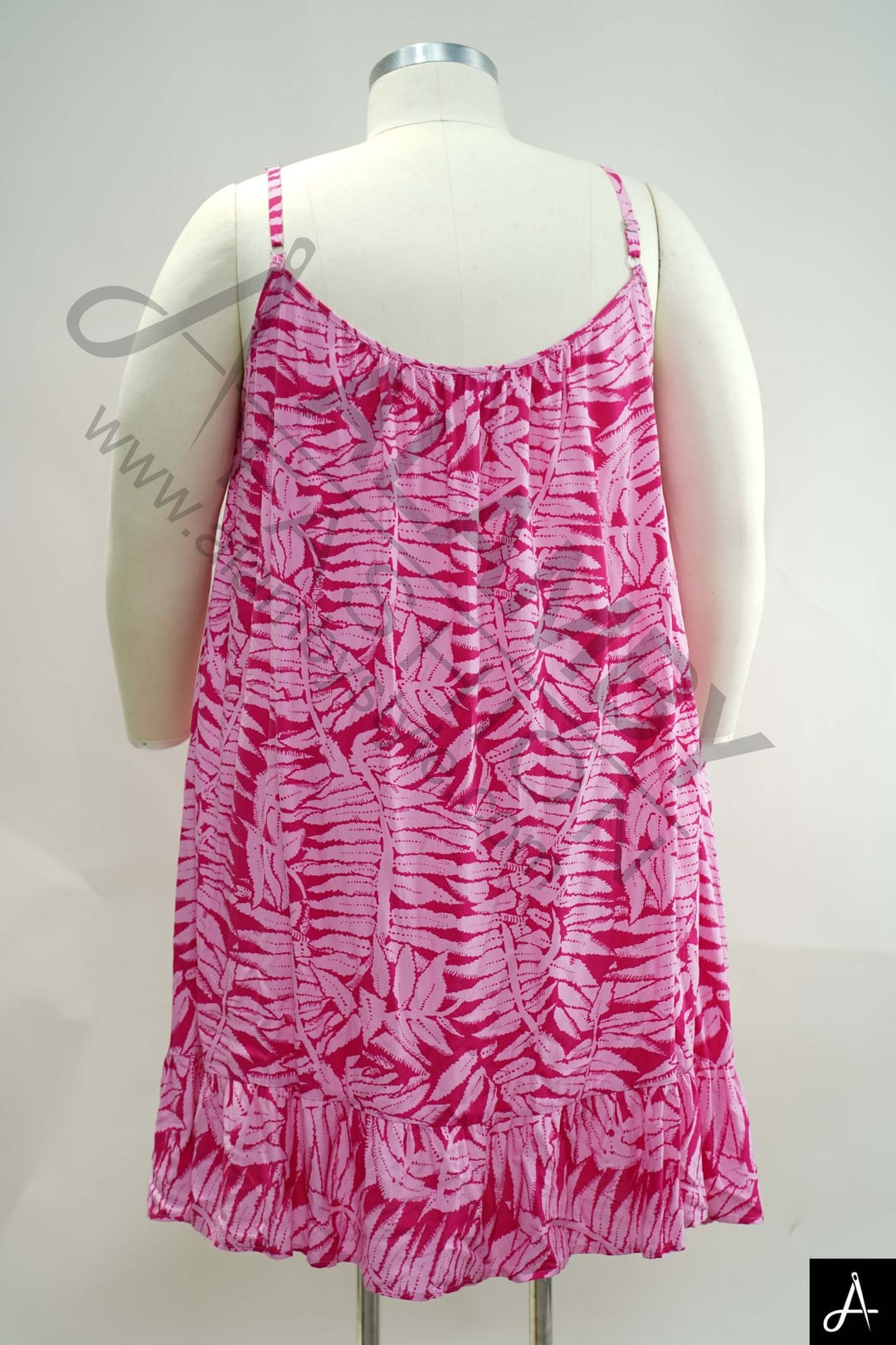 Women's Plus Size Pink Floral Print Spaghetti Strap Casual Dress