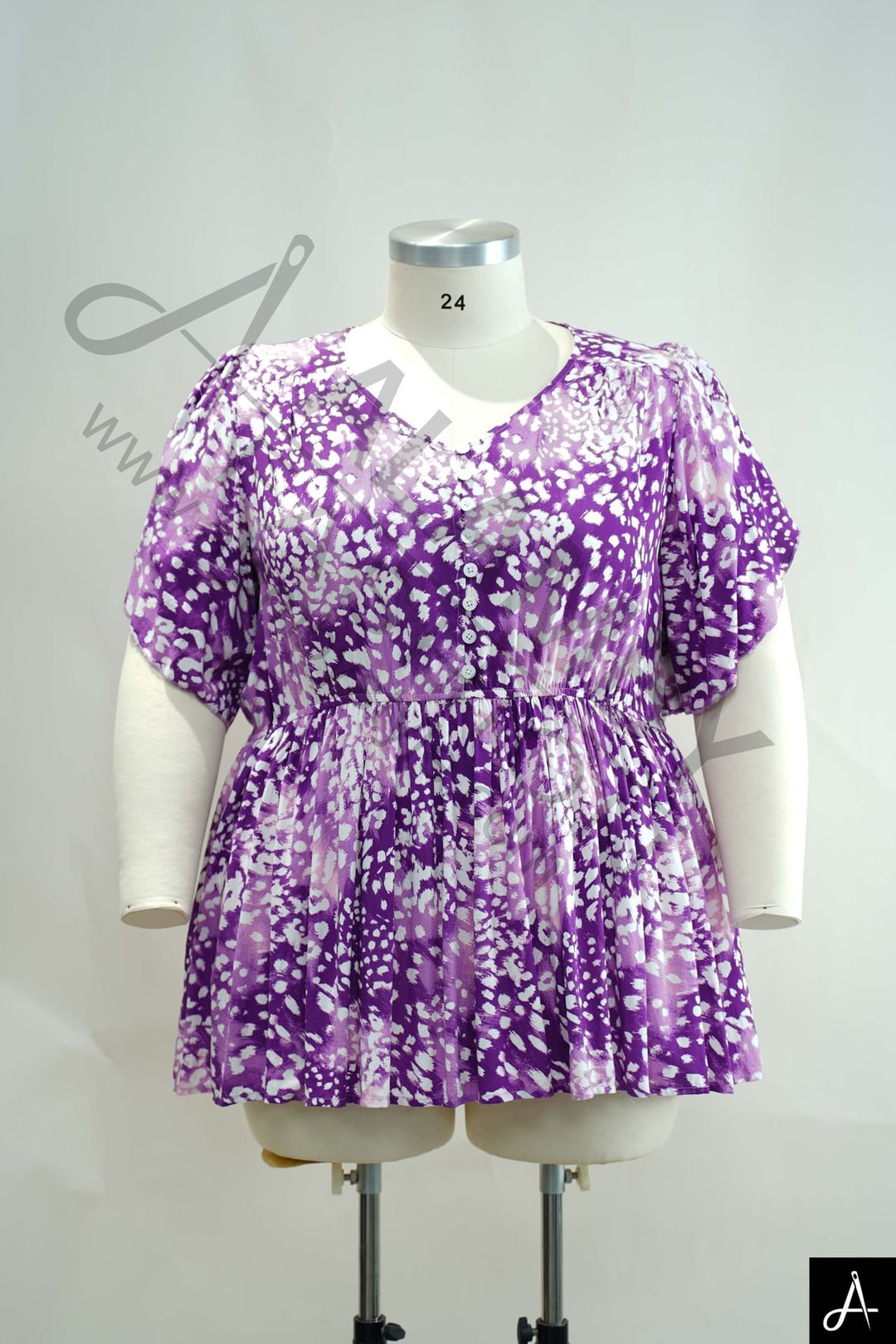 Women's Plus Size V-Neck Short Sleeve Tie Dye Casual Top