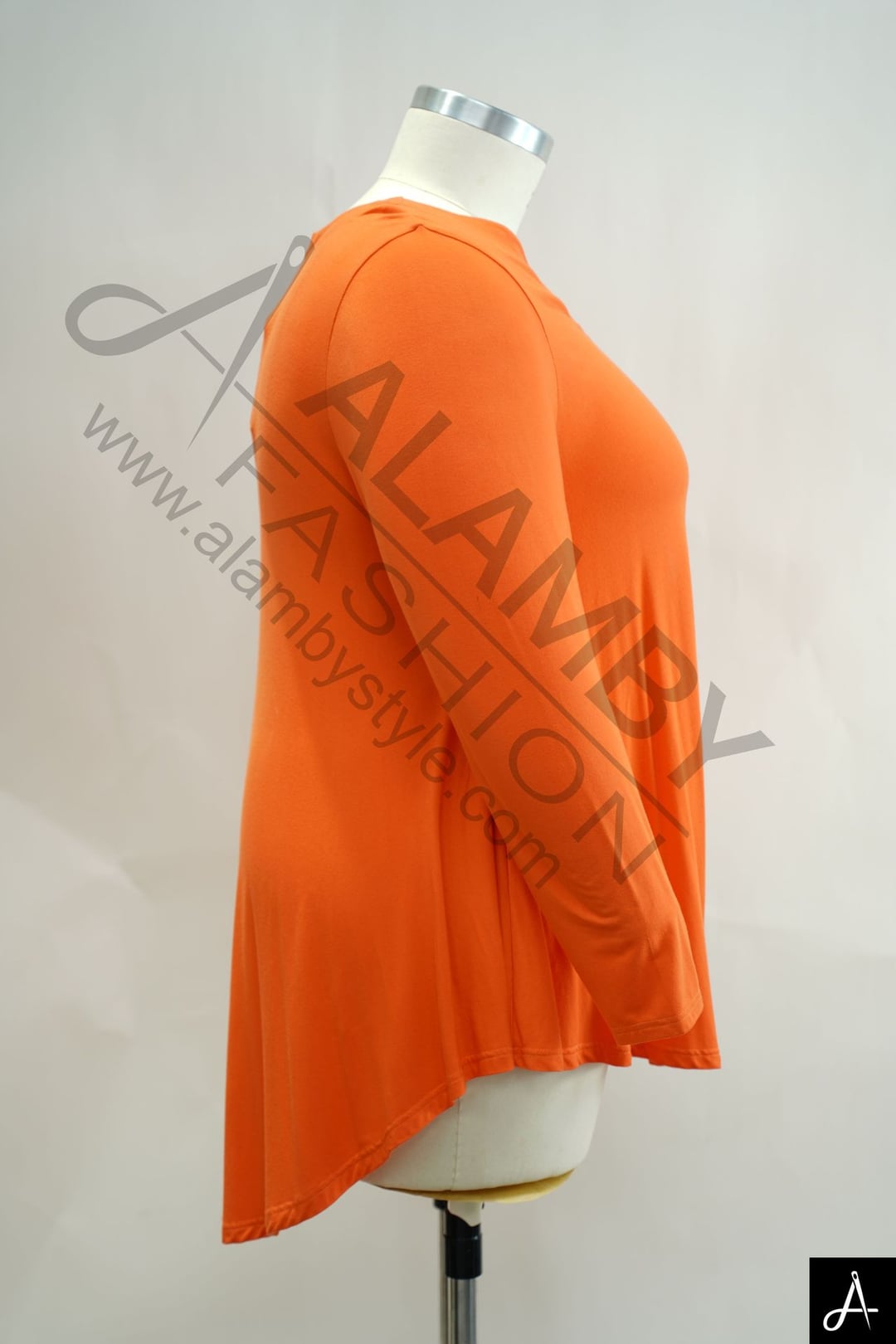 Women's Plus Size V-Neck Long Sleeve Orange Knit Top