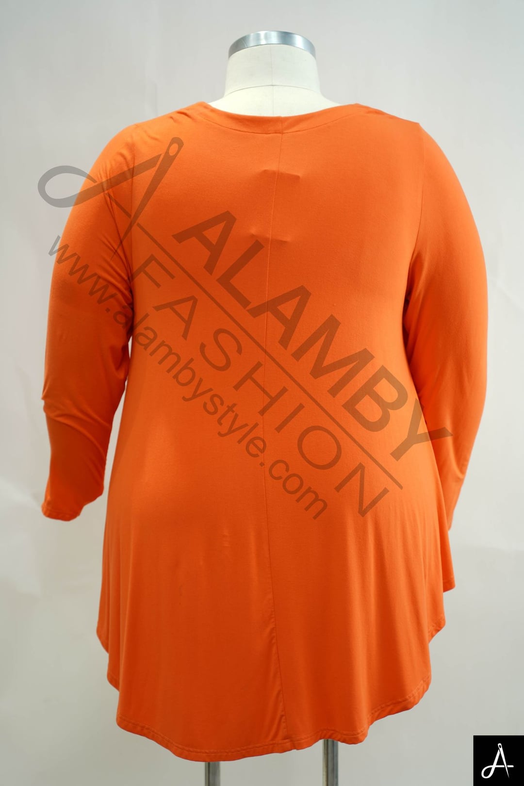 Women's Plus Size V-Neck Long Sleeve Orange Knit Top