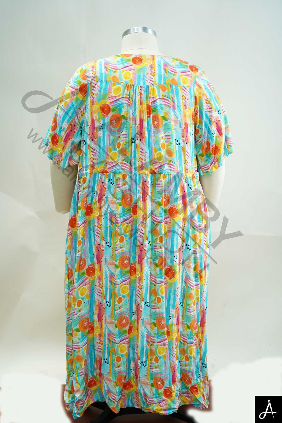 Women's Plus Size Multicolor Floral Print V-Neck Short Sleeve Maxi Dress