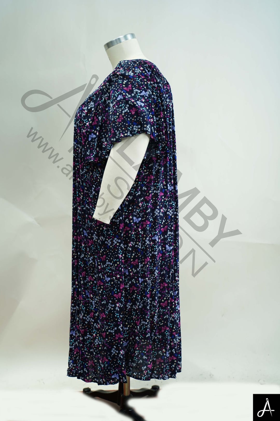 Women Plus Size Floral Print Square Neck Short Sleeve A-Line Casual Dress