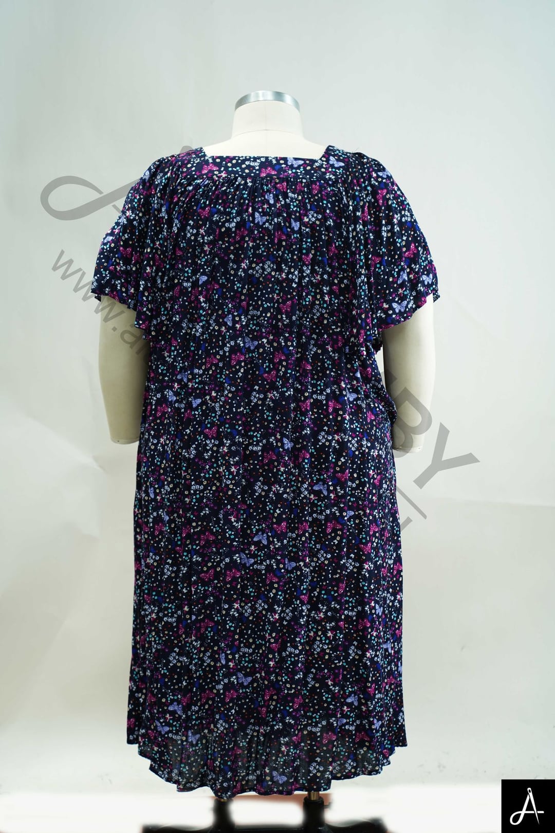 Women Plus Size Floral Print Square Neck Short Sleeve A-Line Casual Dress