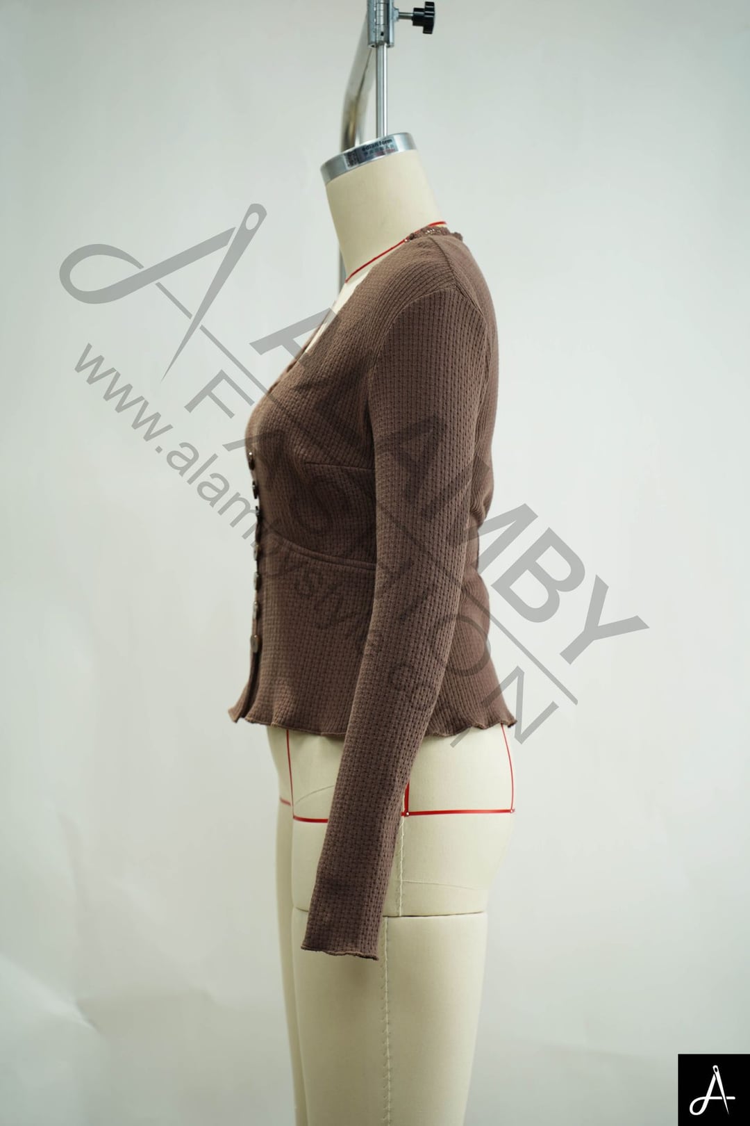 Women Plus Size Brown V-Neck Long Sleeve Knit Cardigan Sweater