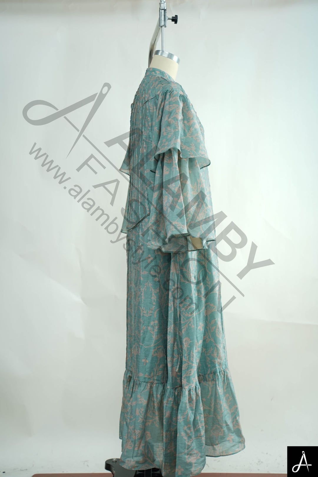 Mint Green Jacquard Loose Qipao Style Dress