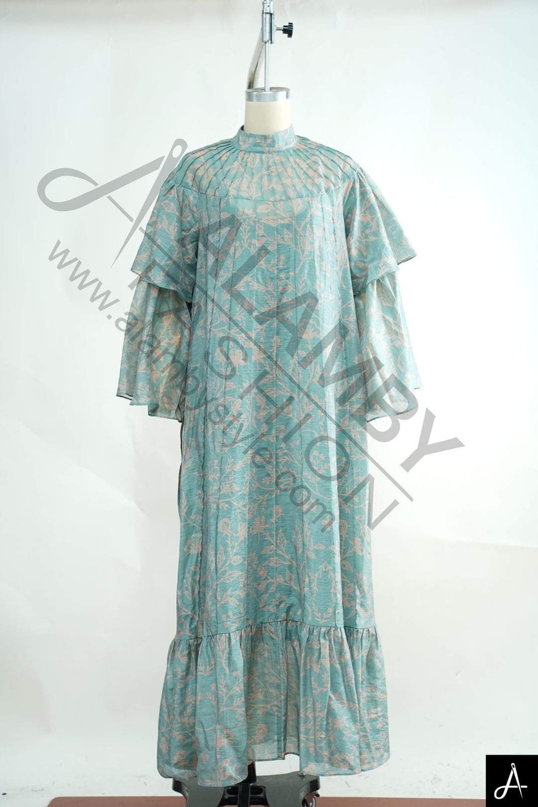 Mint Green Jacquard Loose Qipao Style Dress