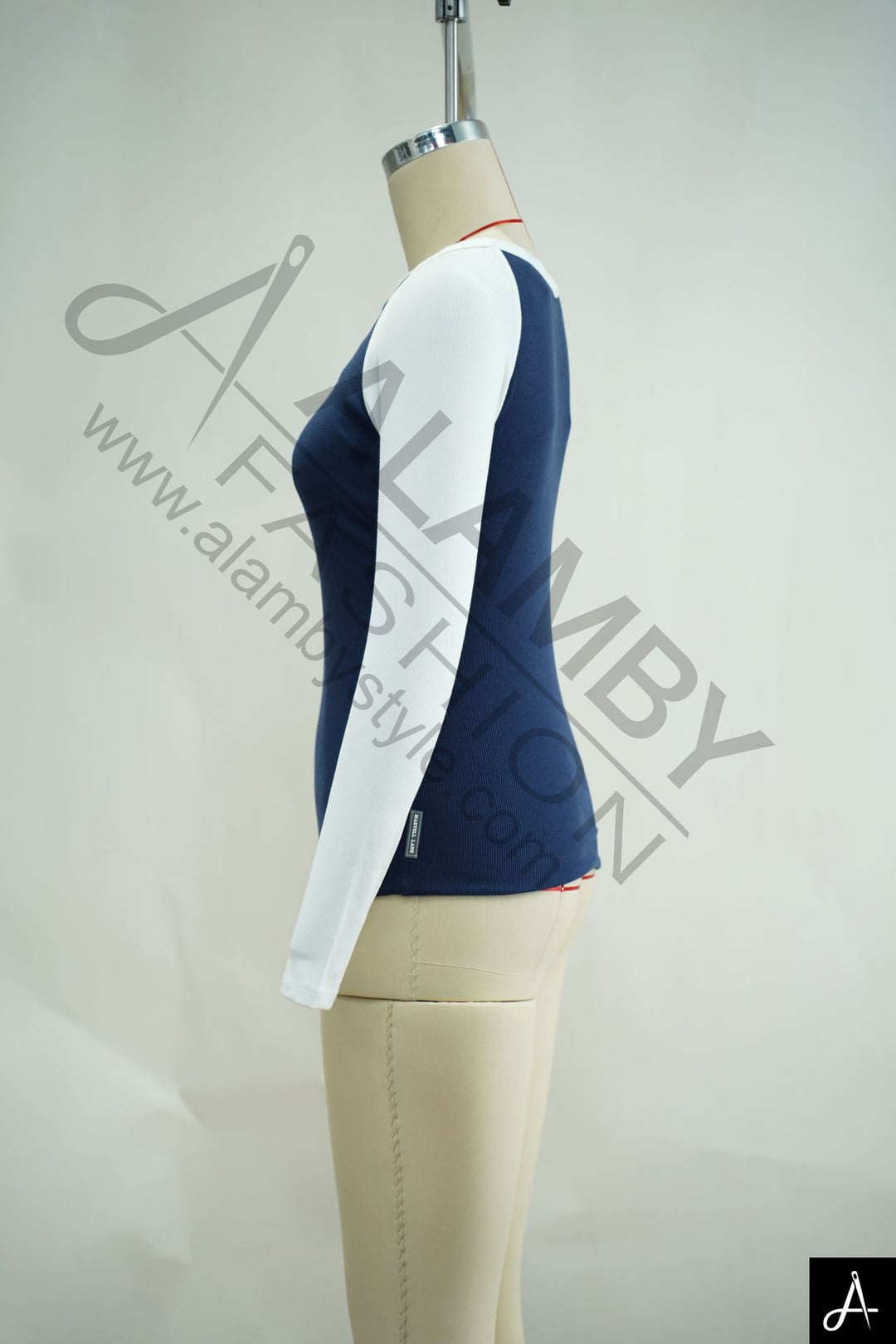 Navy & White Color-Block Long Sleeve Raglan Top