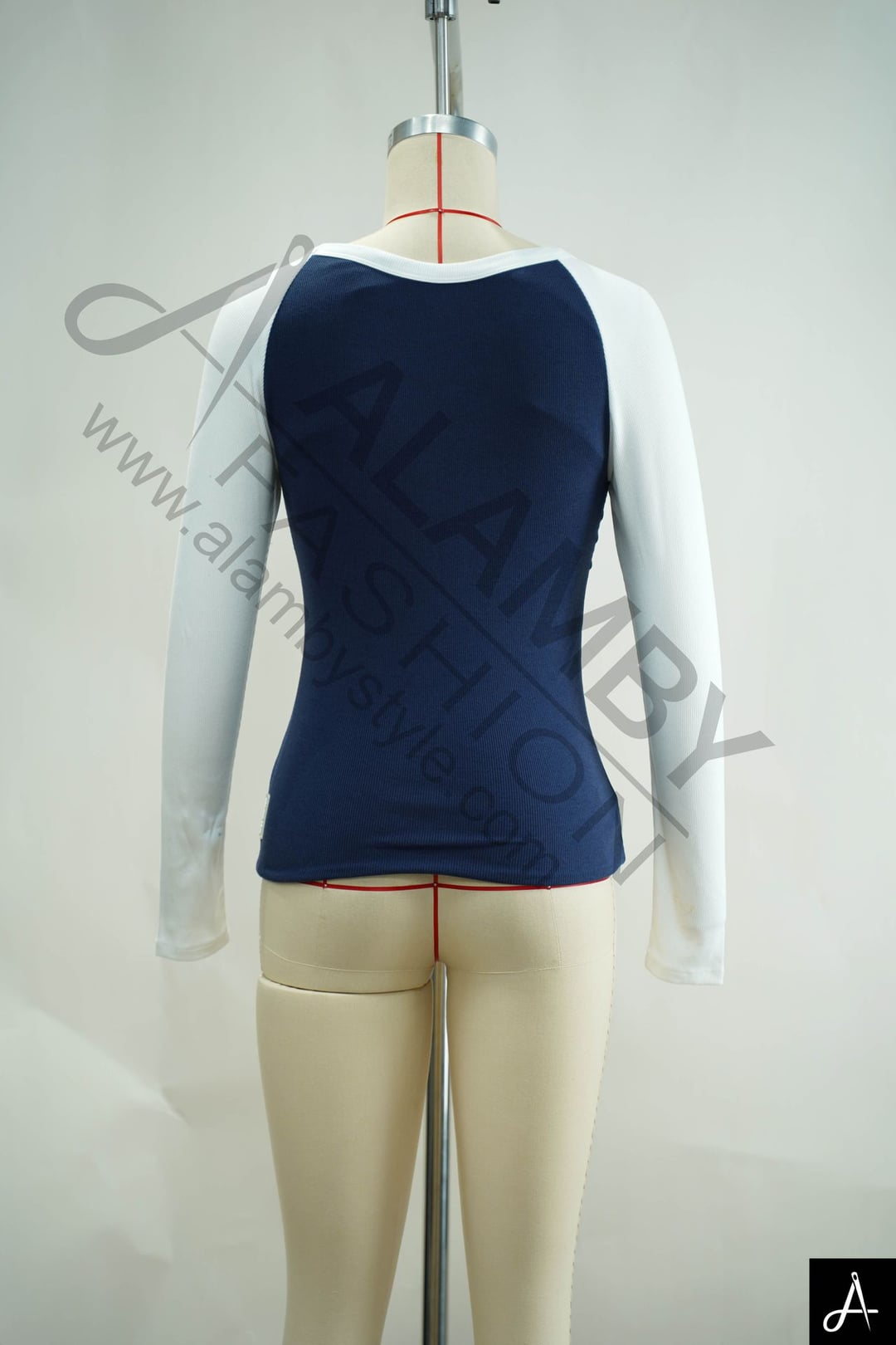 Navy & White Color-Block Long Sleeve Raglan Top