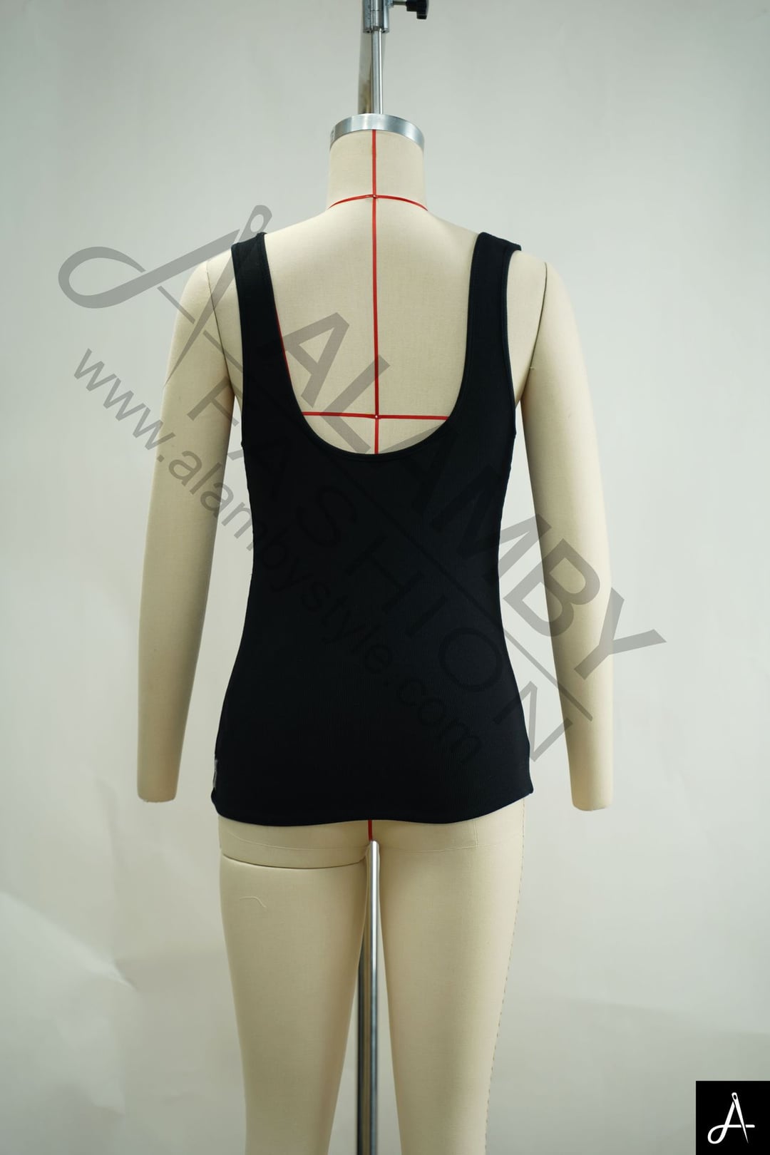 Black Square Neck Fitted Ribbed Tank Top