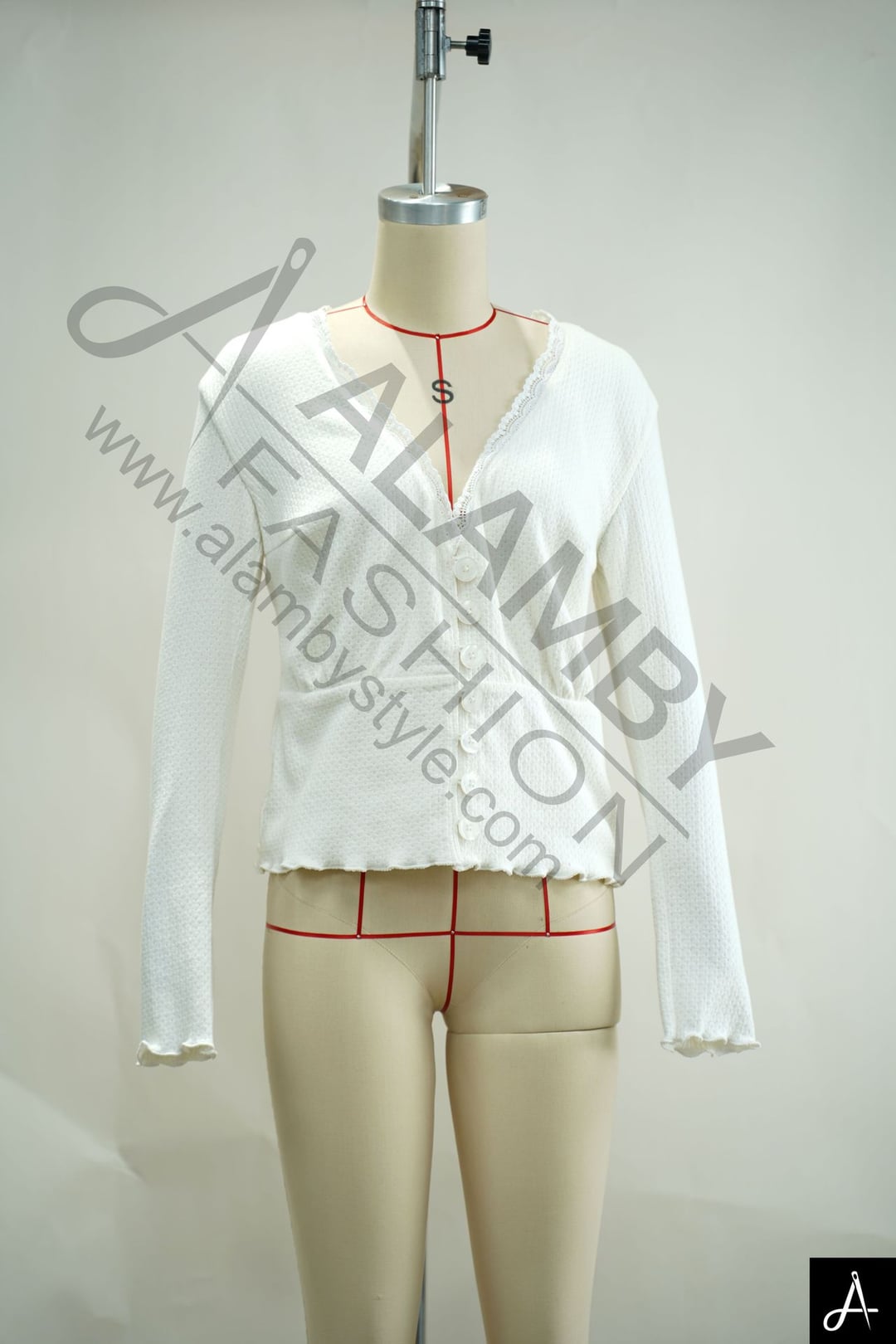 White Henley Neck Long Sleeve Fitted Knit Top