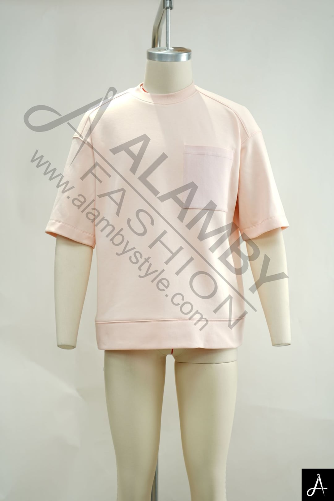 Men's 100% Cotton Crew Neck Short Sleeve T-Shirt, Light Pink