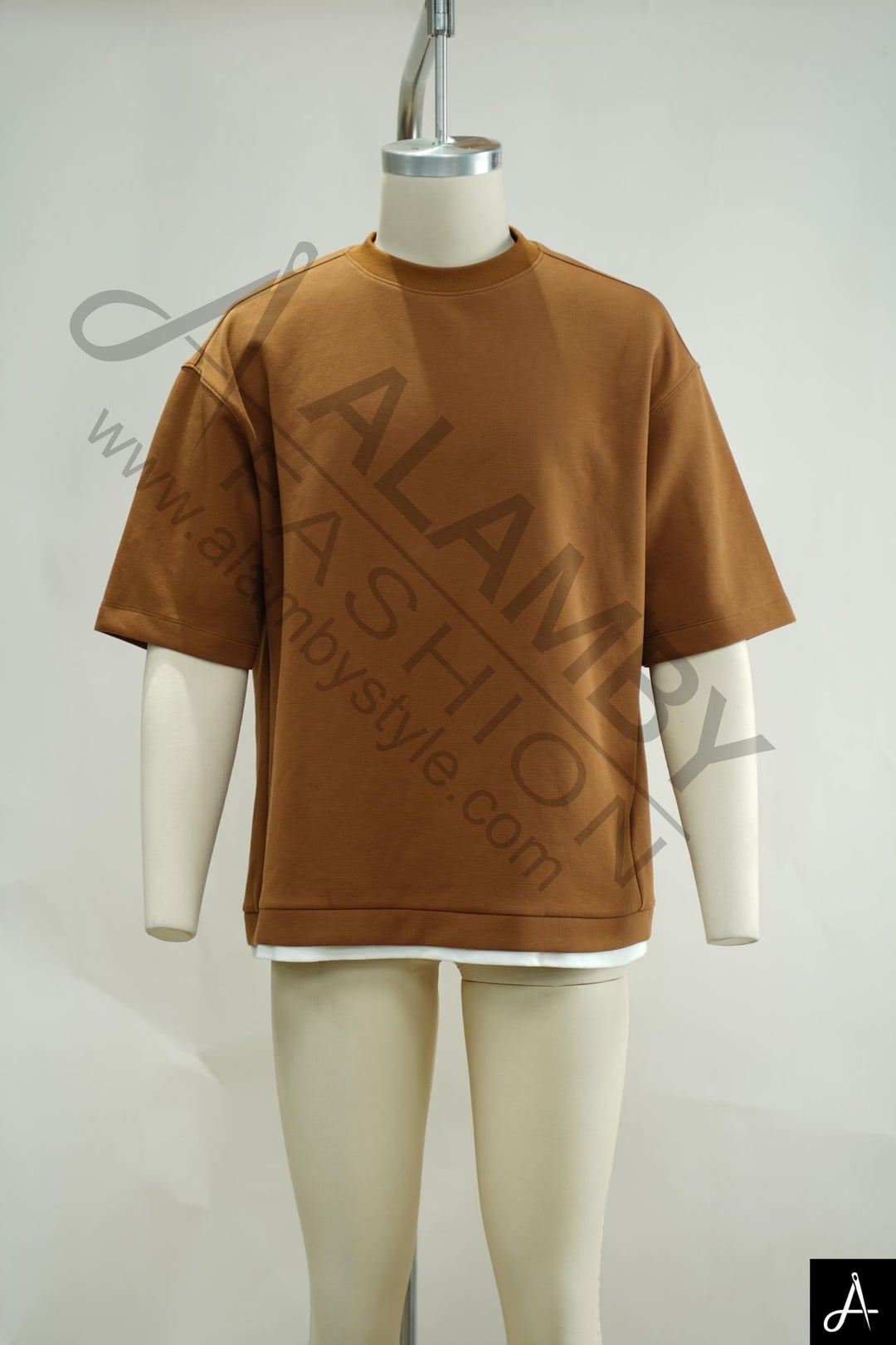 Men's 100% Cotton Crew Neck Short Sleeve T-Shirt, Brown
