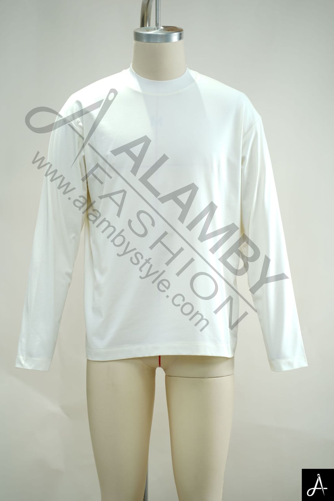 Men's 100% Cotton Crew Neck Long Sleeve T-Shirt, White