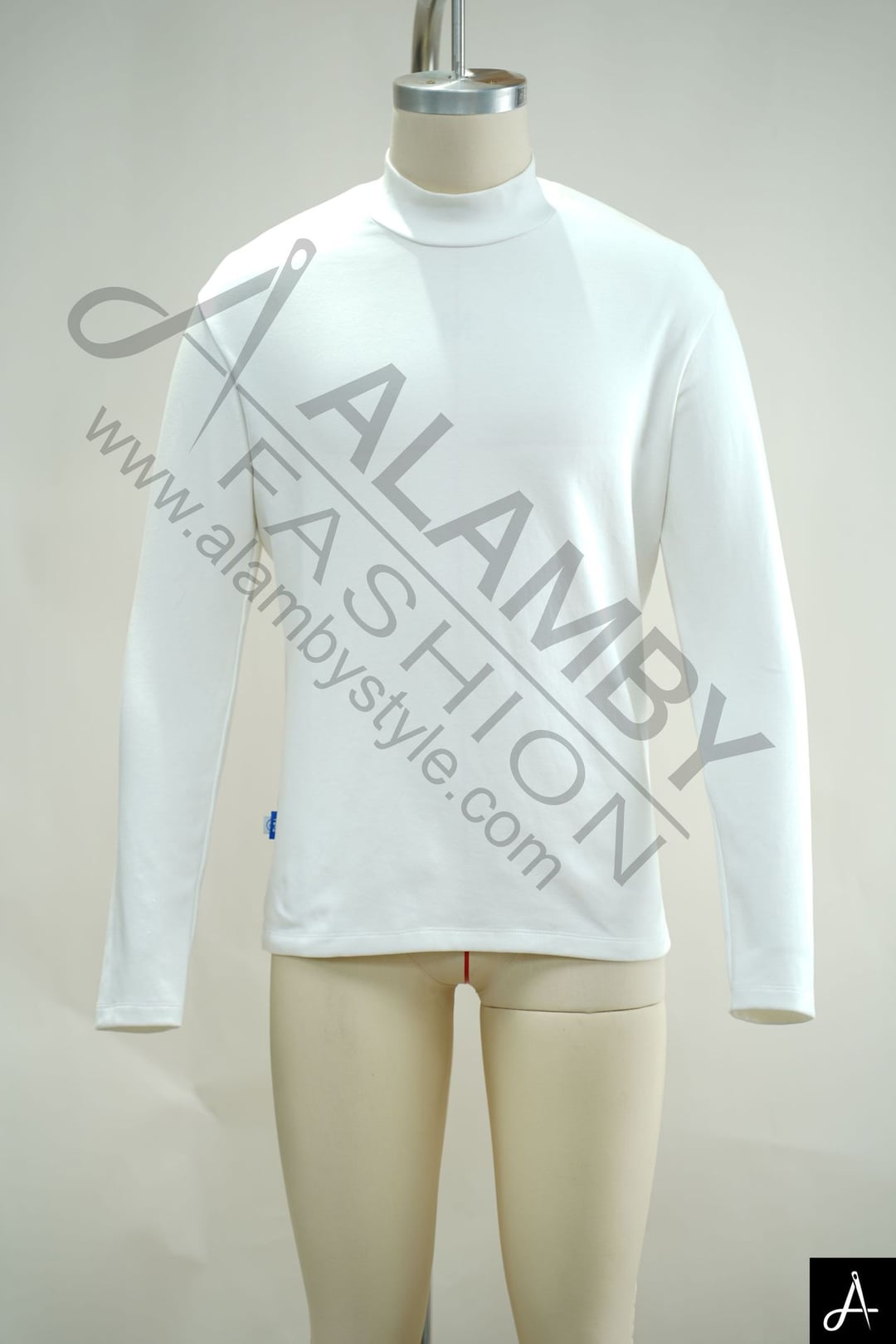 Men's 100% Cotton Turtleneck Long Sleeve T-Shirt, White
