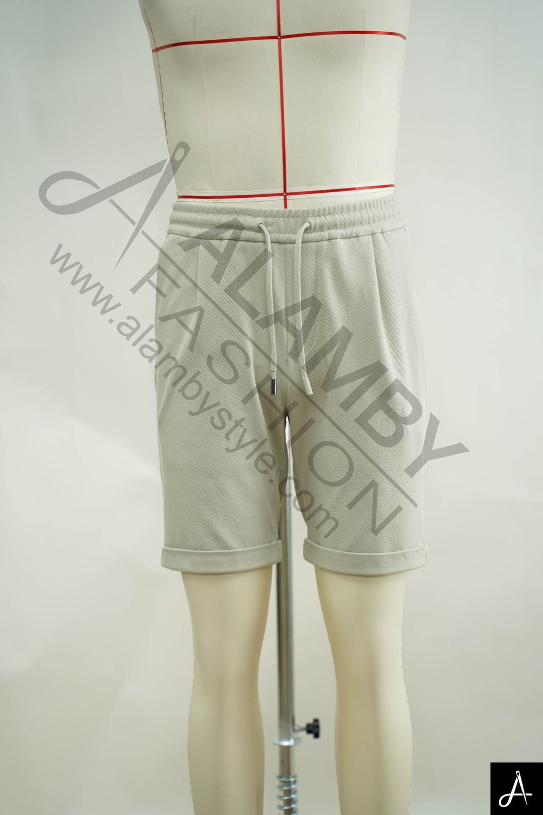Men's 100% Cotton Casual Drawstring Shorts, Light Gray