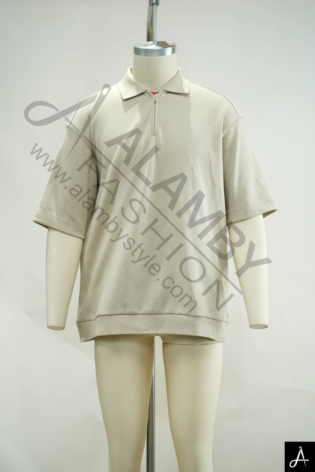 Men's 100% Cotton Short Sleeve Polo Shirt, Beige