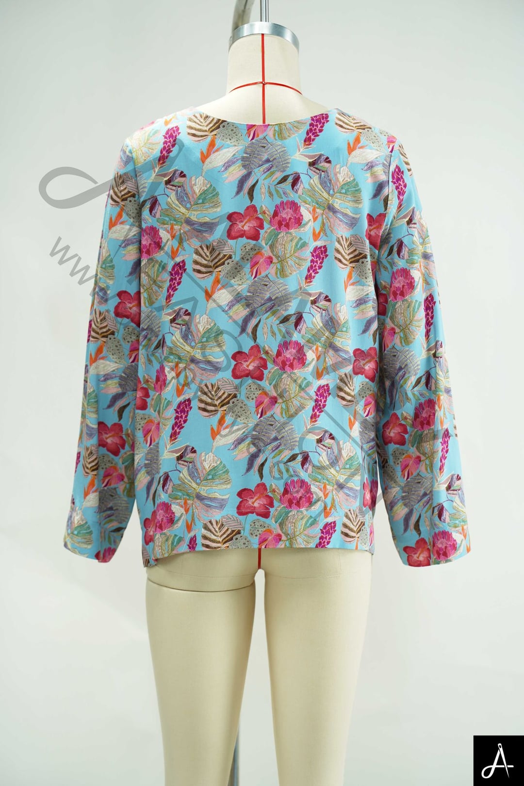 Floral Print Long Sleeve Crew Neck Woven Top