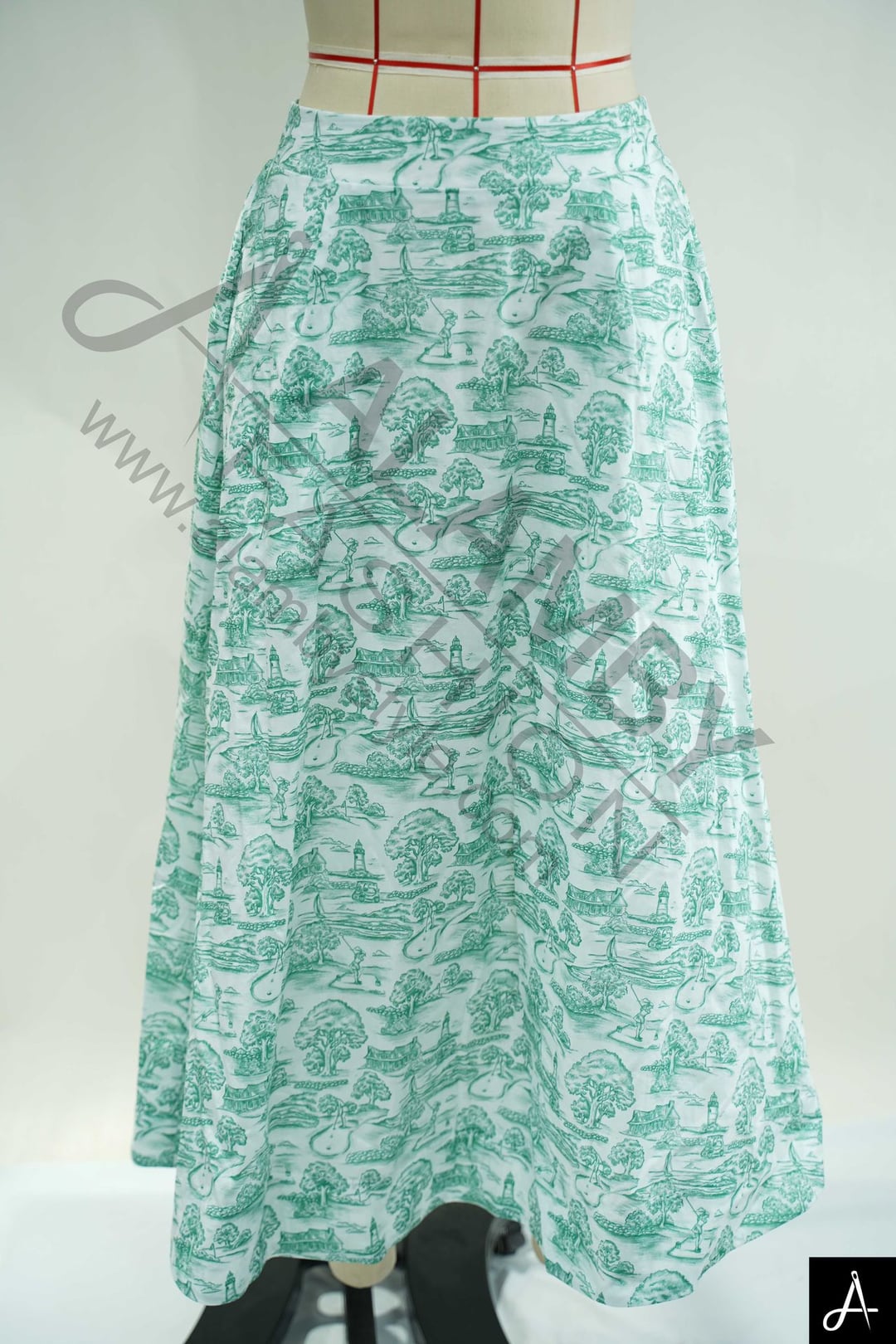 Mint Floral Print High Waist Maxi Woven Skirt
