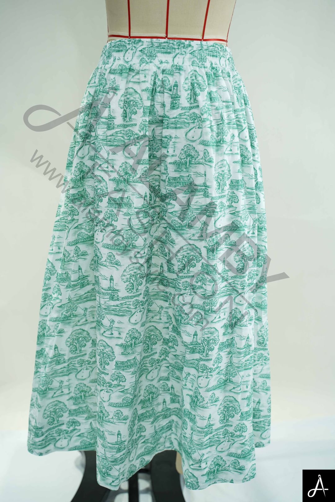 Mint Floral Print High Waist Maxi Woven Skirt