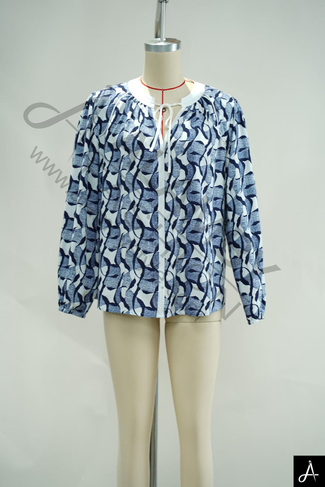 Blue Floral Print Long Sleeve Collared Woven Shirt