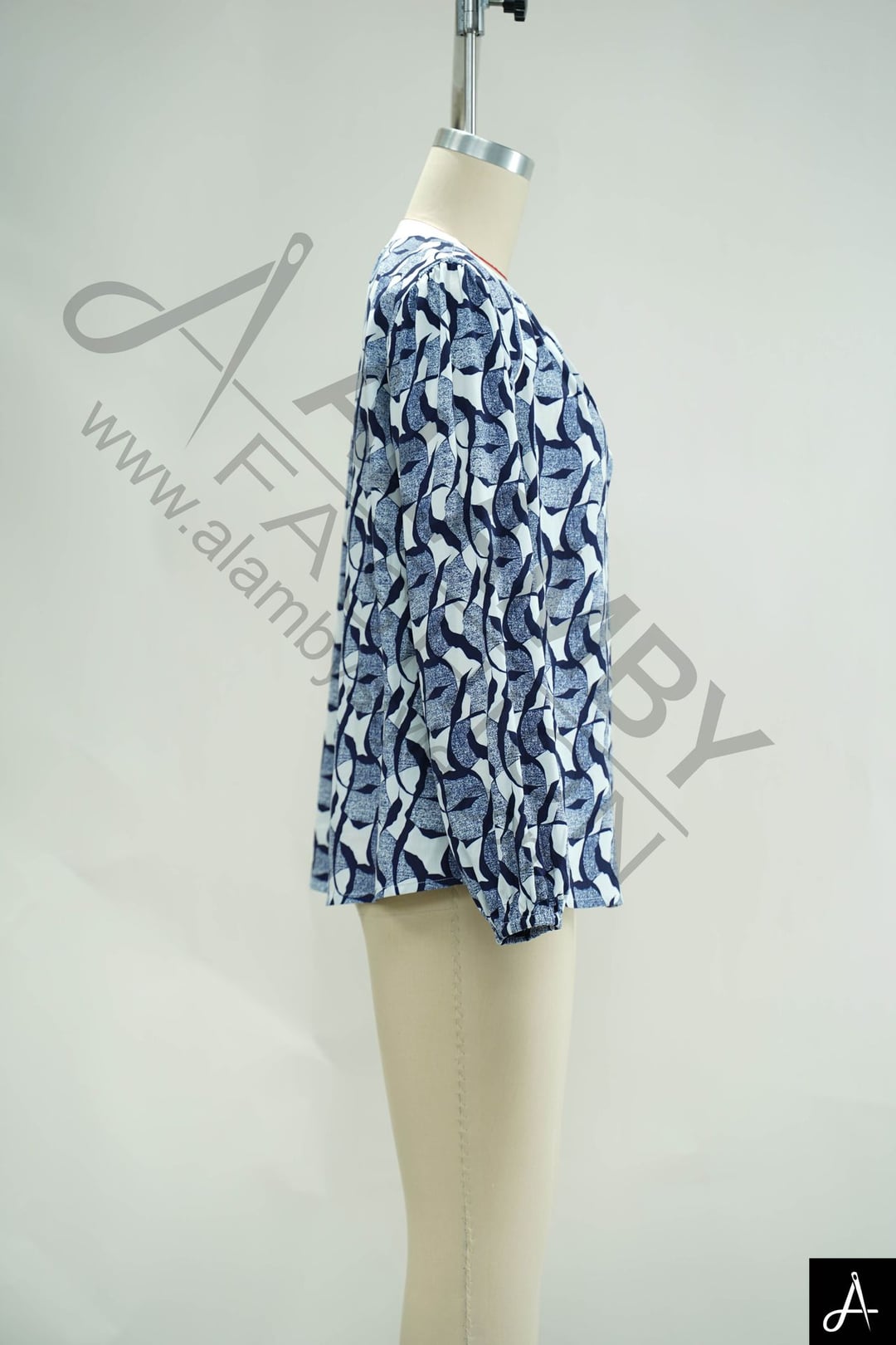 Blue Floral Print Long Sleeve Collared Woven Shirt