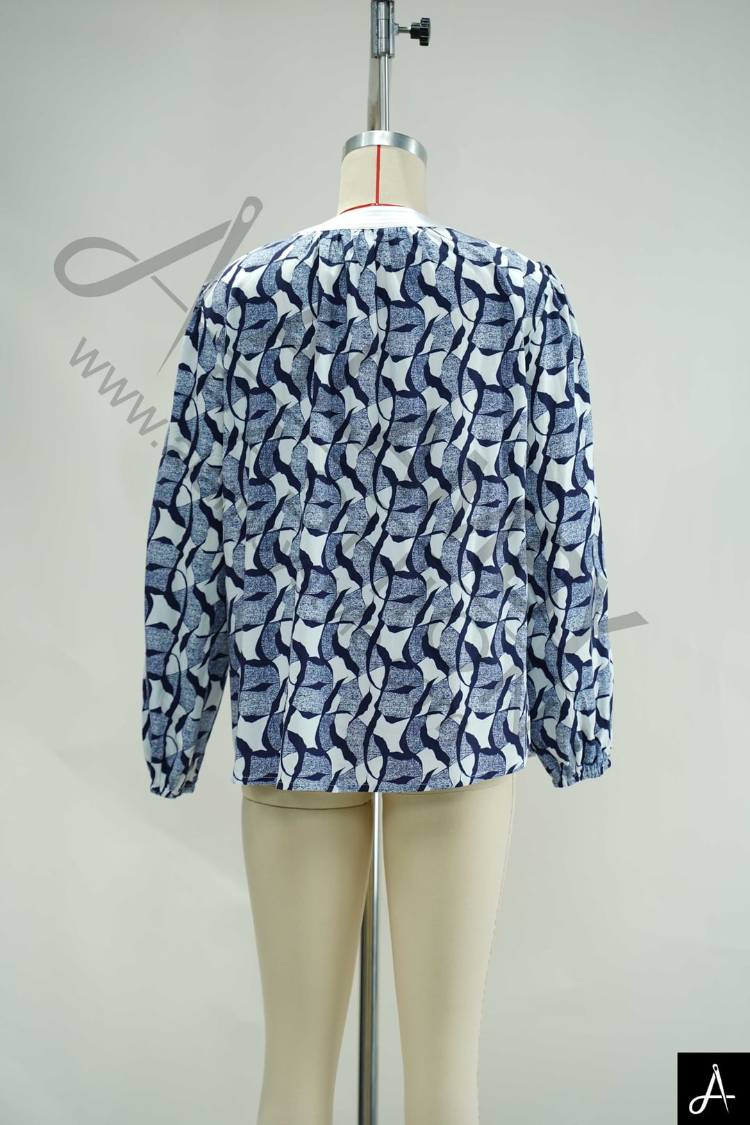 Blue Floral Print Long Sleeve Collared Woven Shirt