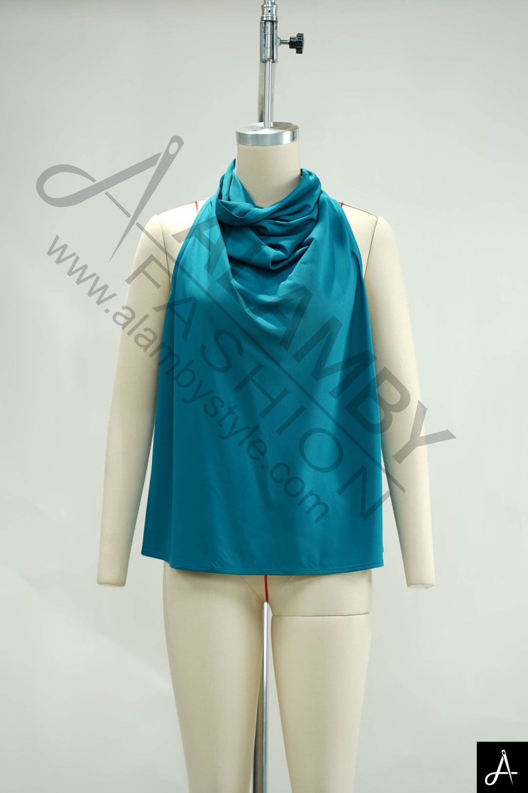Teal Cowl Neck Sleeveless Knit Top