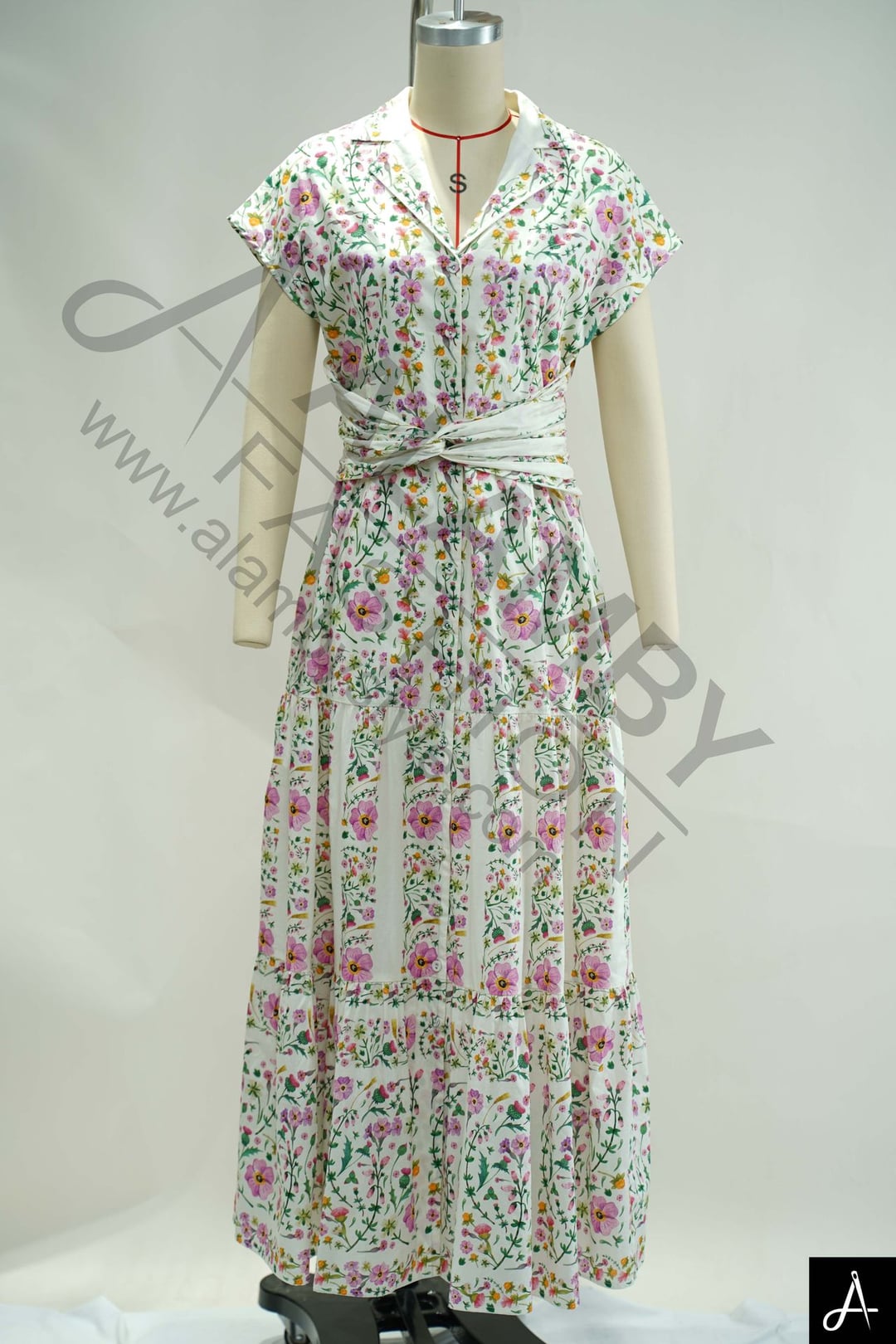 V-Neck Wrap Floral Midi Dress