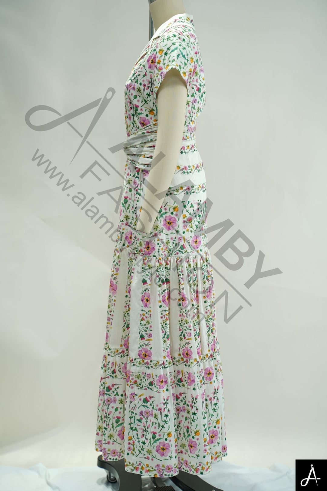 V-Neck Wrap Floral Midi Dress