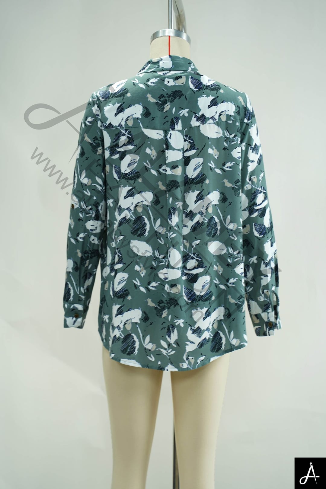 Green Floral Print Long Sleeve Shirt